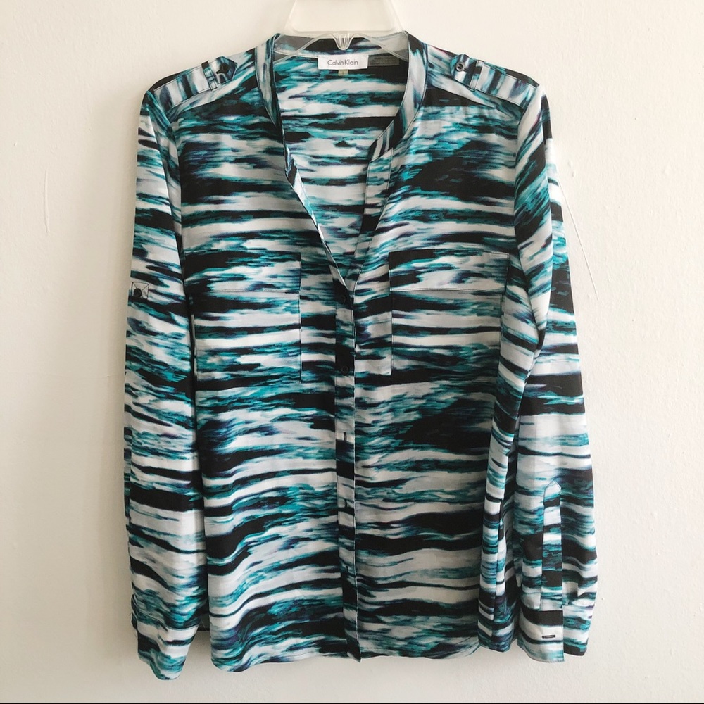 CALVIN KLEIN Career Top Work Button Down Shirt L